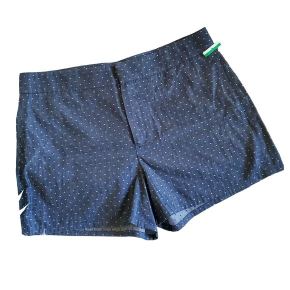 PARKER chambray pin dot polka dot cotton blue shorts Size Large NEW